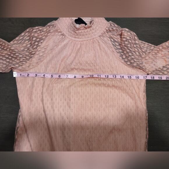 Nina Leonard Lace Mockneck Trapeze Long Sleeve Dress in Blush Size Small - Picture 7 of 16